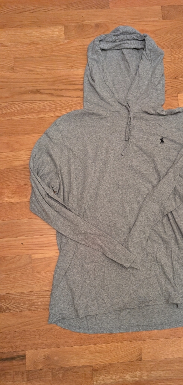 Ralph Lauren Gray Hooded Long-Sleeve Shirt Vintage 90s Y2k